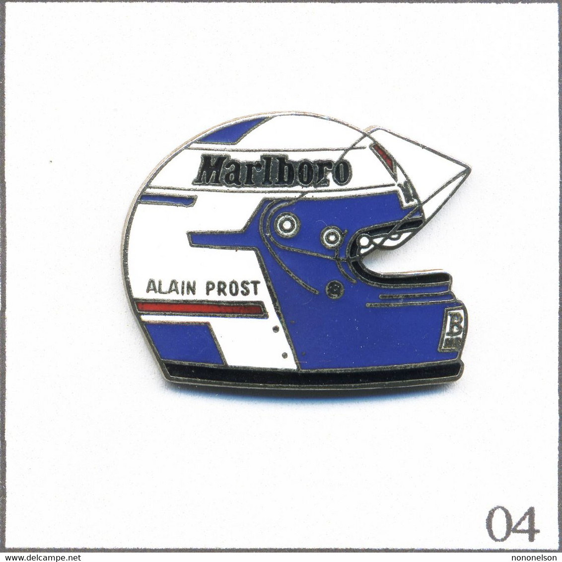 Pin's Automobile - Formule 1 / Casque D’Alain Prost - Sponsor Cigarettes Marlboro. Estampillé MFS. EGF. T900-04 - F1