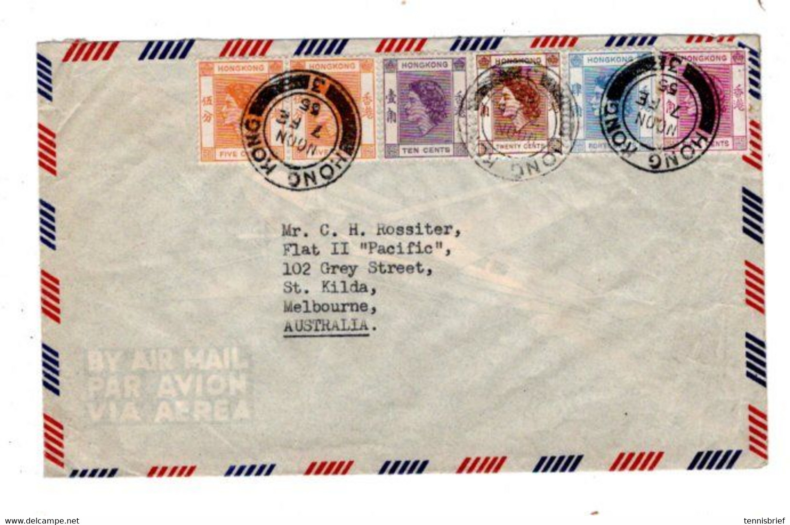 1955 .. 5 Color Franking , Airmail To Australia, Very Good Condition - Briefe U. Dokumente