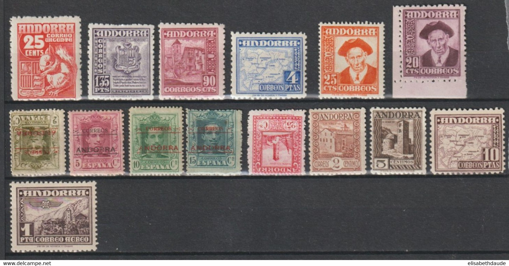 ANDORRE ESPAGNOL - PETITE COLLECTION AVANT 1953 ** MNH (2 PETITES VALEURS * MLH) - COTE = 146.2 EUR - Unused Stamps