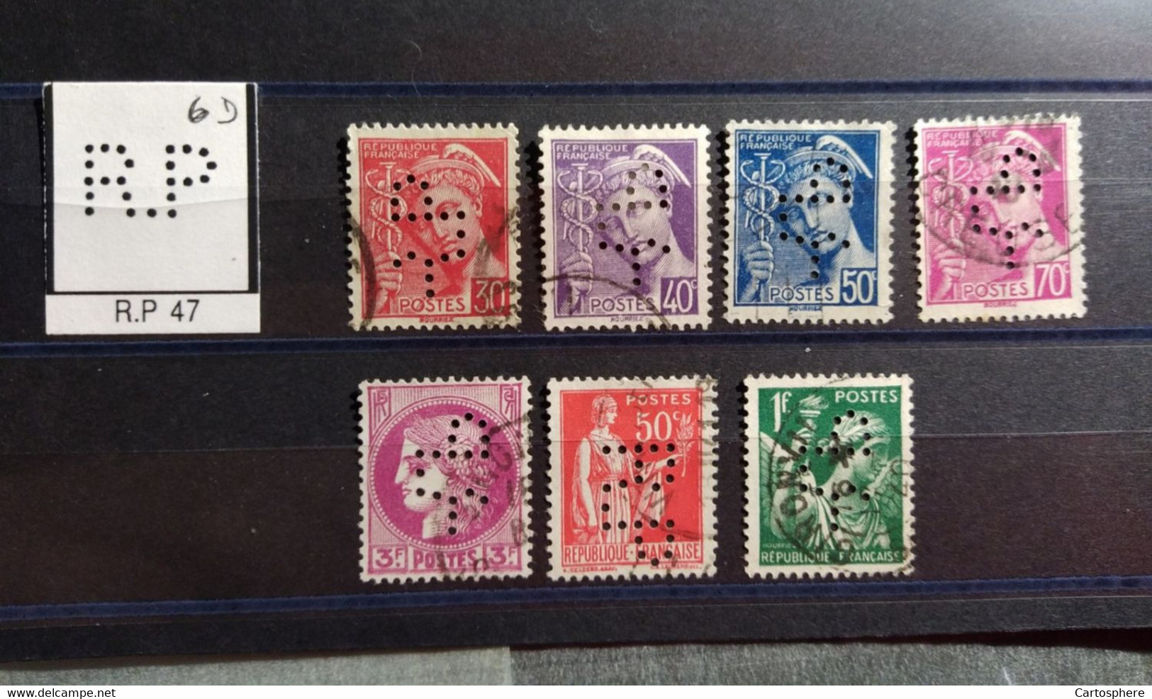 FRANCE 7 TIMBRES R.P 47 INDICE 6 SUR 137 PERFORE PERFORES PERFIN PERFINS PERFO PERFORATION PERFORIERT - Gebraucht