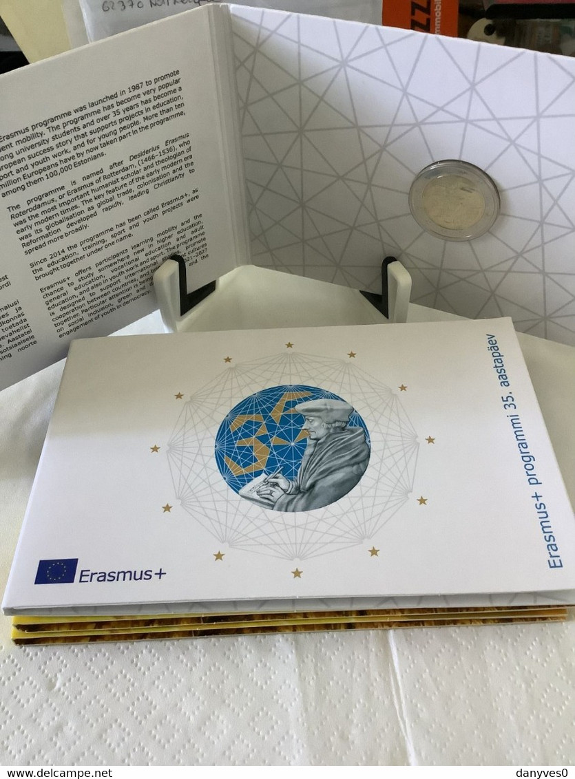 Pièce Commémorative   2 Euro Estonie  2022 Coincard   " Programme Erasmus  " - Estonie