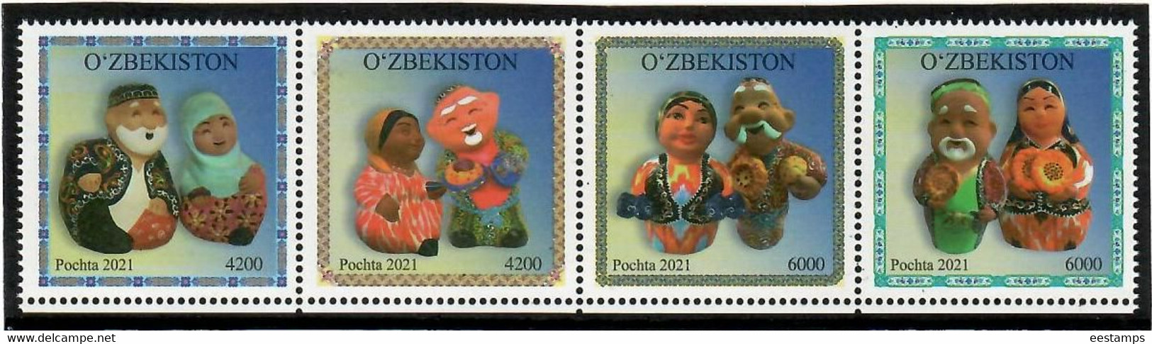 Uzbekistan  2022 . Traditional Ton Figures. Strip 4v. - Usbekistan