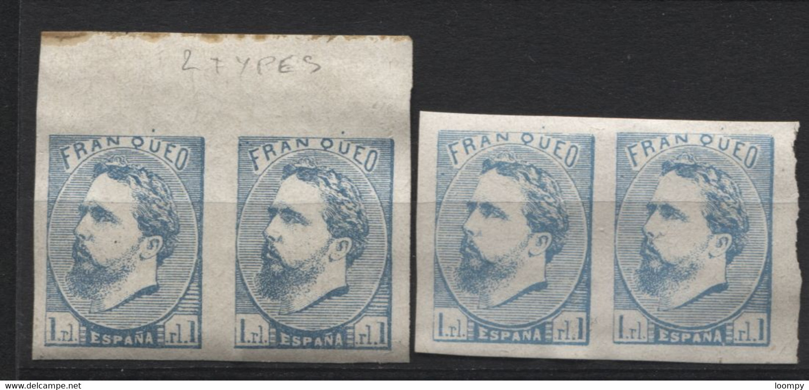 SPAIN - CARLIST - DON CARLOS 1rl Blue Pair (2) 2 Types N And Ñ - Carlistas