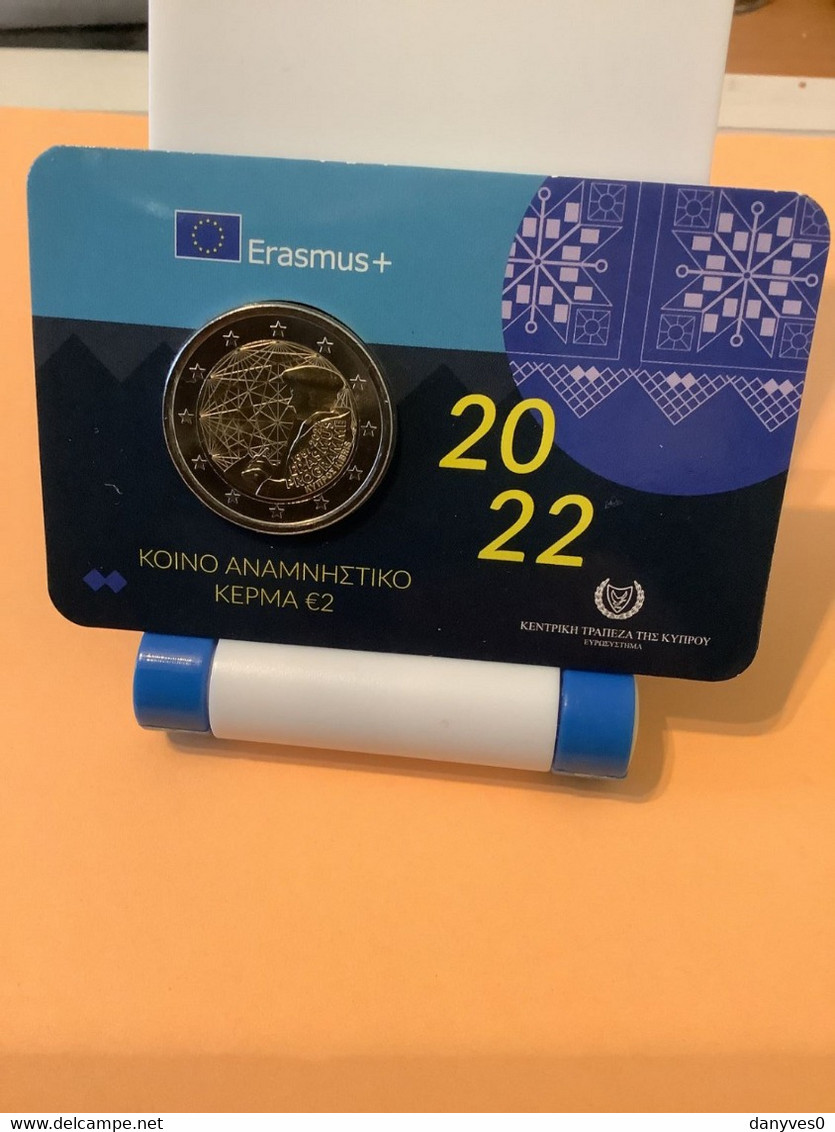 Pièce Commémorative   2 Euro Chypre  2022 Coincard   " Programme Erasmus  " - Chypre