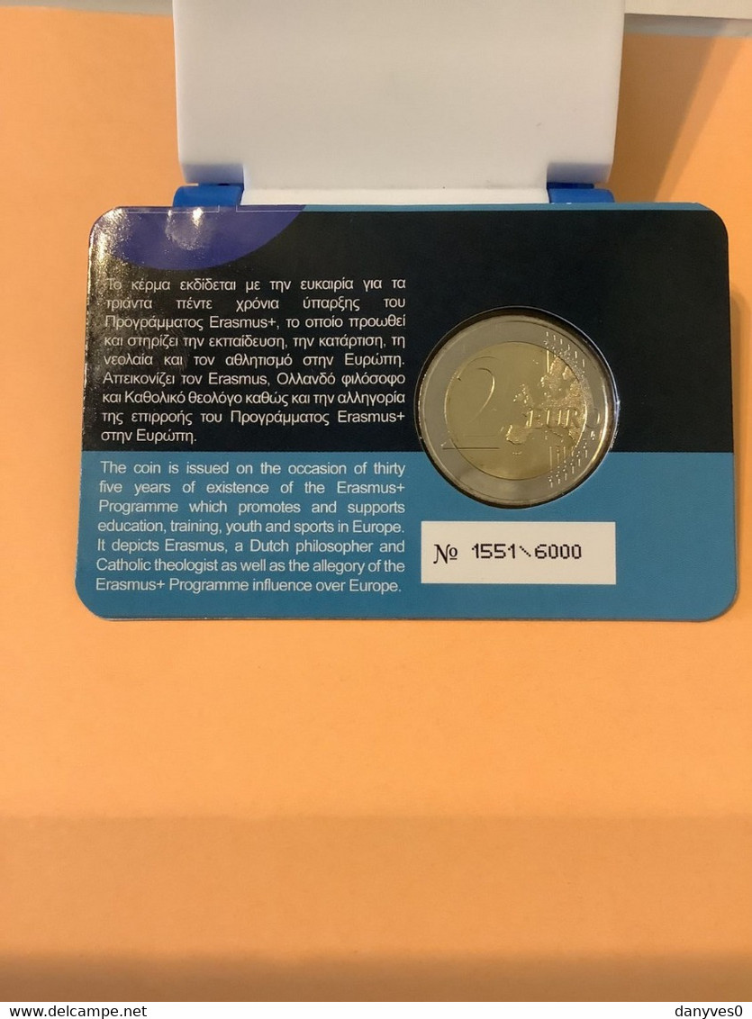 Pièce Commémorative   2 Euro Chypre  2022 Coincard   " Programme Erasmus  " - Cyprus