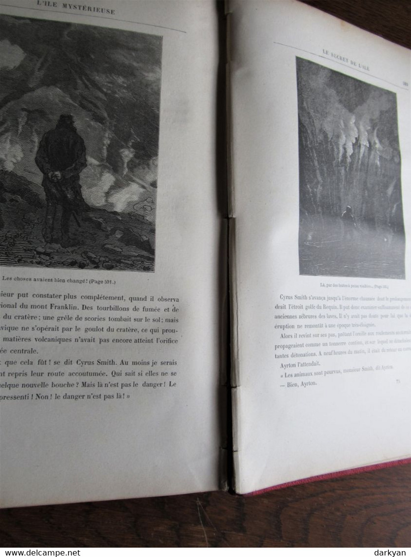 Jules Verne - L'île mystérieuse - Hetzel 1887, cartonnage aux harpons