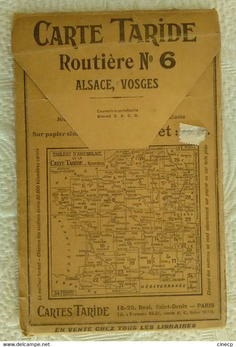 ANCIENNE CARTE ROUTIERE TARIDE N°6 LORRAINE VOSGES Un Enfant Peut Guider Sa Mère Avec Les Cartes Taride AUTOMOBILE - Cartes Routières