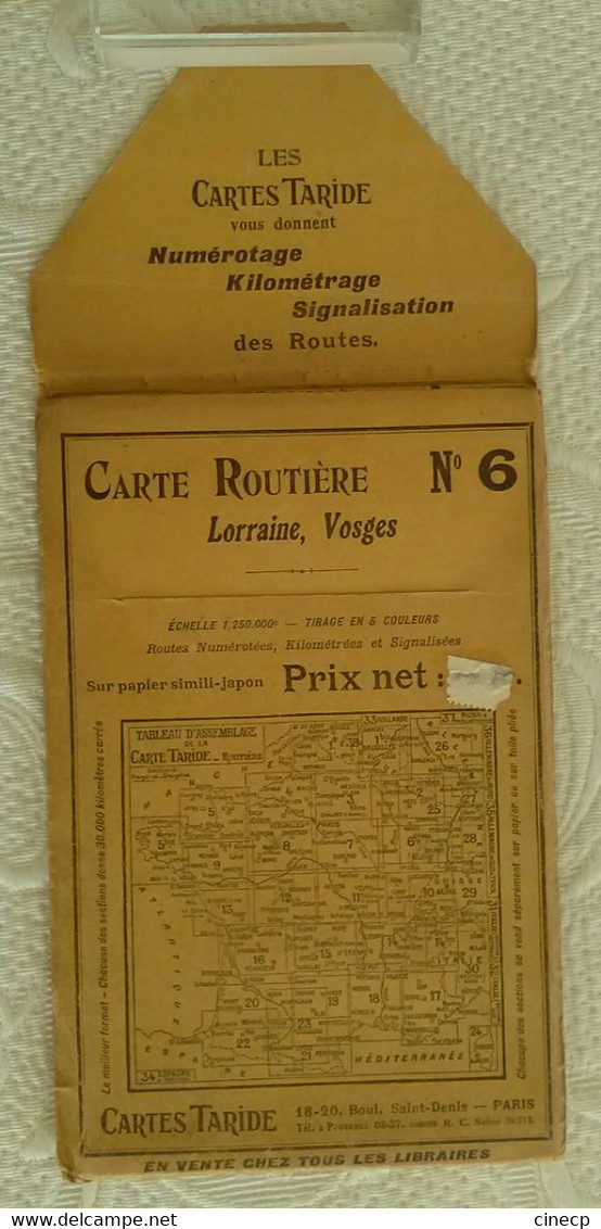 ANCIENNE CARTE ROUTIERE TARIDE N°6 LORRAINE VOSGES Un Enfant Peut Guider Sa Mère Avec Les Cartes Taride AUTOMOBILE - Cartes Routières