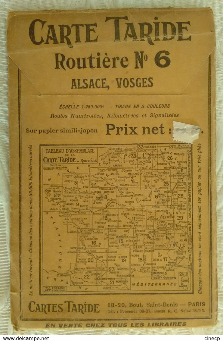 ANCIENNE CARTE ROUTIERE TARIDE N°6 LORRAINE VOSGES Un Enfant Peut Guider Sa Mère Avec Les Cartes Taride AUTOMOBILE - Cartes Routières