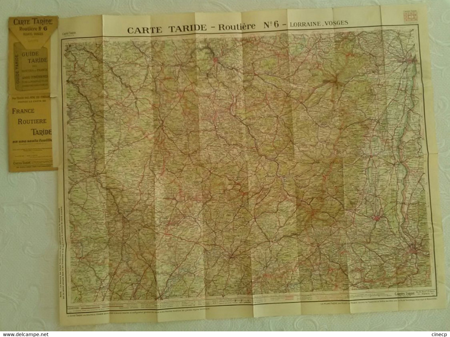 ANCIENNE CARTE ROUTIERE TARIDE N°6 LORRAINE VOSGES un enfant peut guider sa mère avec les cartes Taride AUTOMOBILE