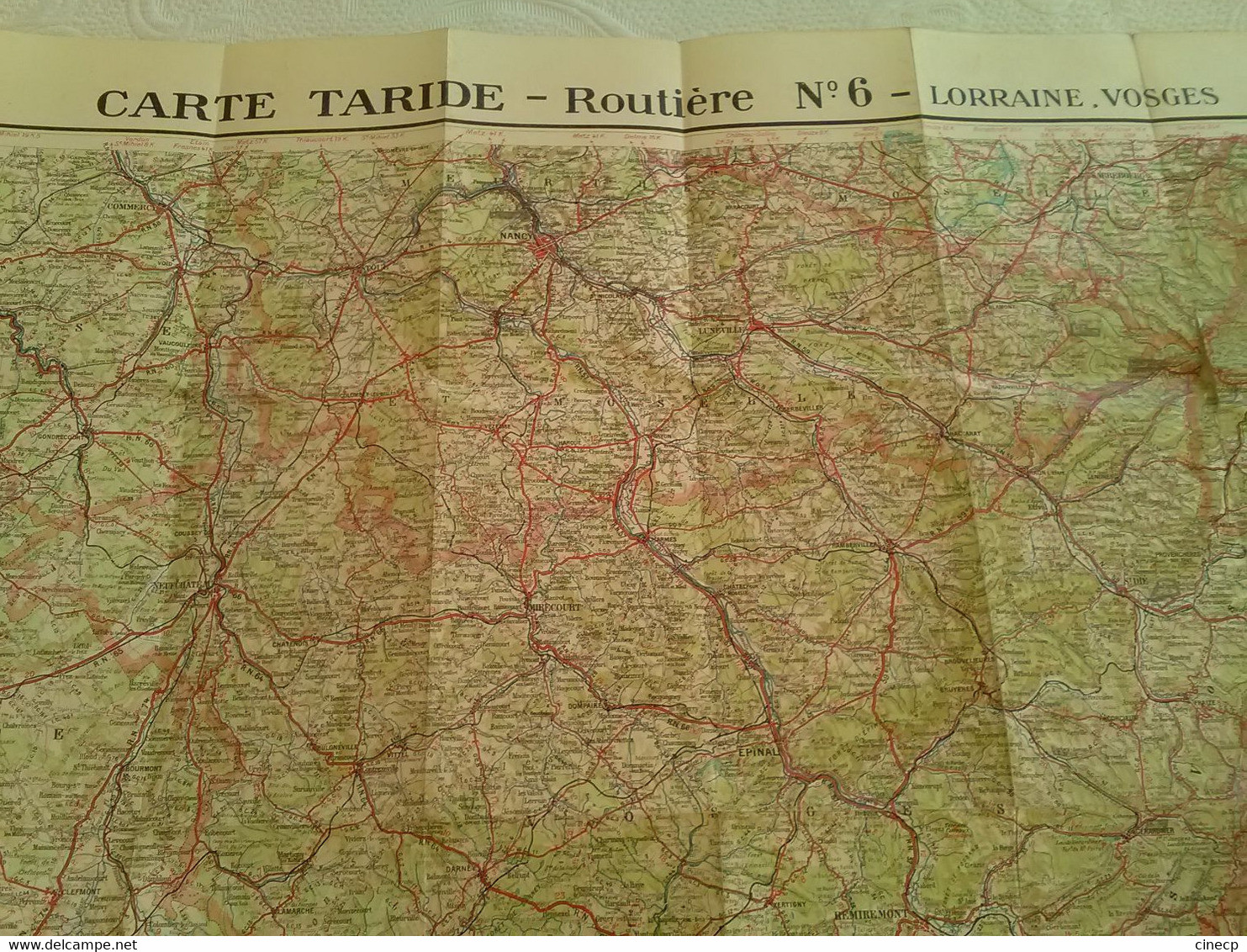 ANCIENNE CARTE ROUTIERE TARIDE N°6 LORRAINE VOSGES un enfant peut guider sa mère avec les cartes Taride AUTOMOBILE