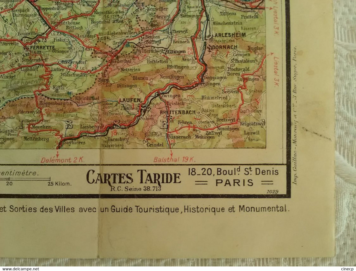 ANCIENNE CARTE ROUTIERE TARIDE N°6 LORRAINE VOSGES un enfant peut guider sa mère avec les cartes Taride AUTOMOBILE