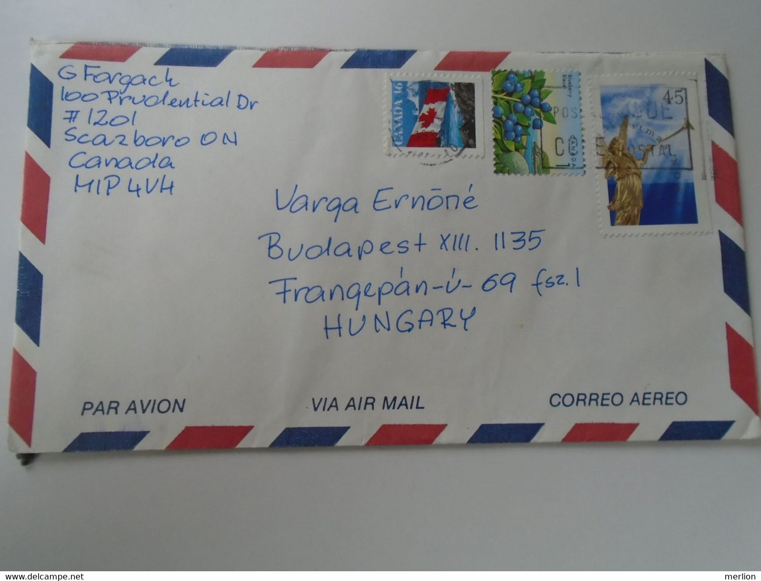 D192604  Canada Airmail Cover  1999  Scarboro  Ontario -   Sent To Hungary - Lettres & Documents