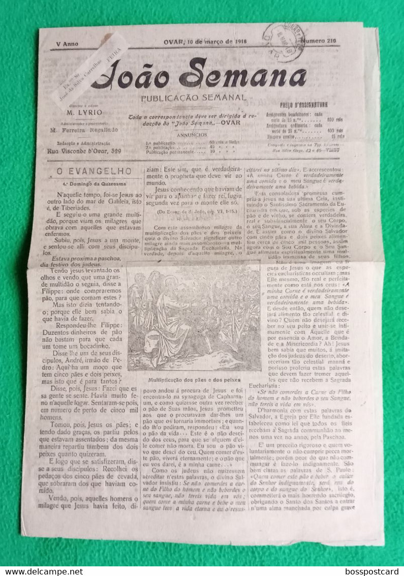 Ovar - Jornal "João Semana" Nº 210 De 10 De Março De 1918 - Imprensa. Aveiro. Portugal. - Informations Générales