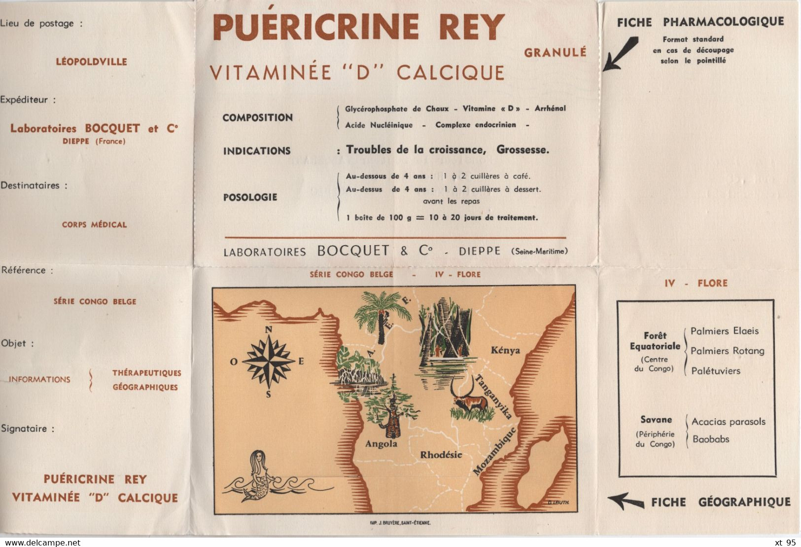 Congo Belge - Imprime Publicitaire Puericrine Rey - Briefe U. Dokumente