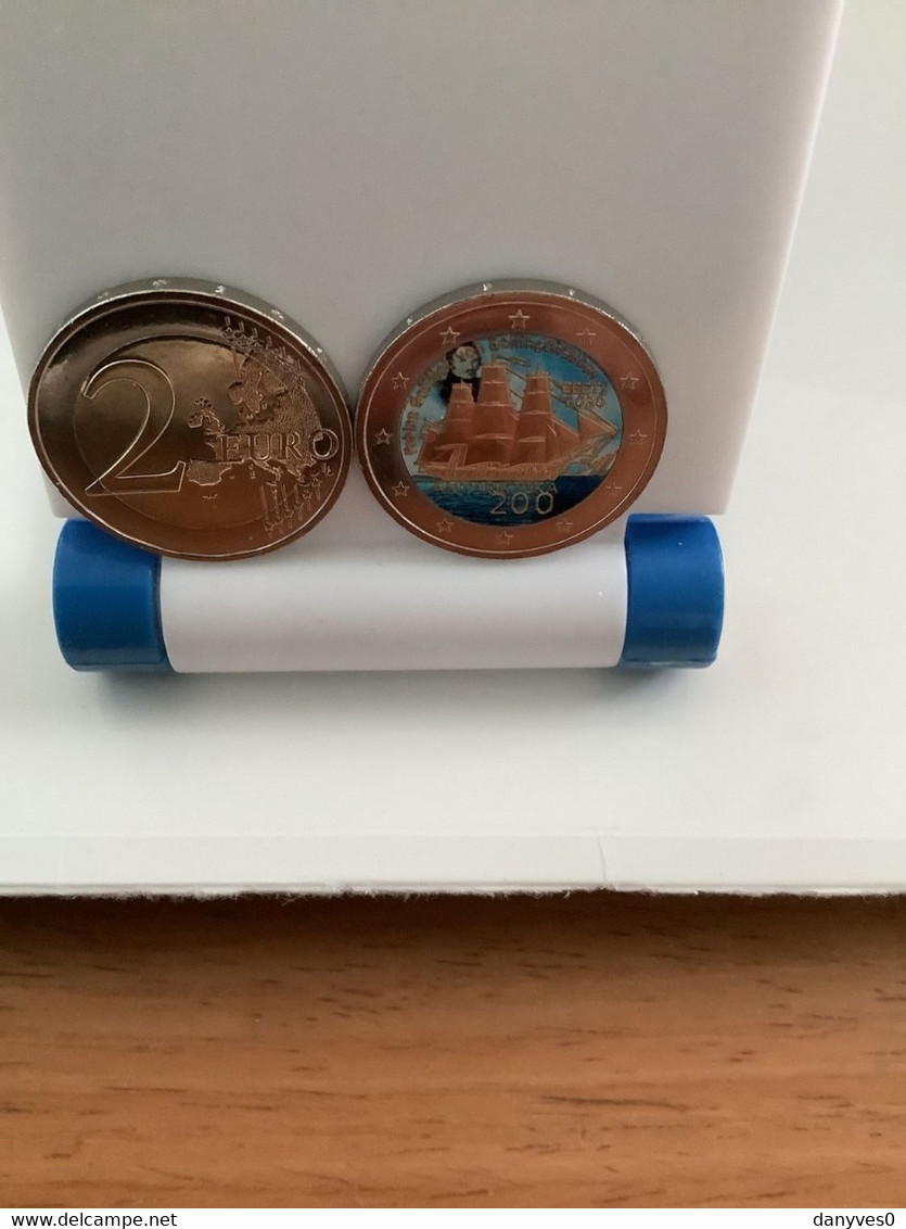 Magnifique Pièce Commémorative  2 Euro  Colorisée Estonie  2020 " Découverte De L' Antartique  " - Estonia