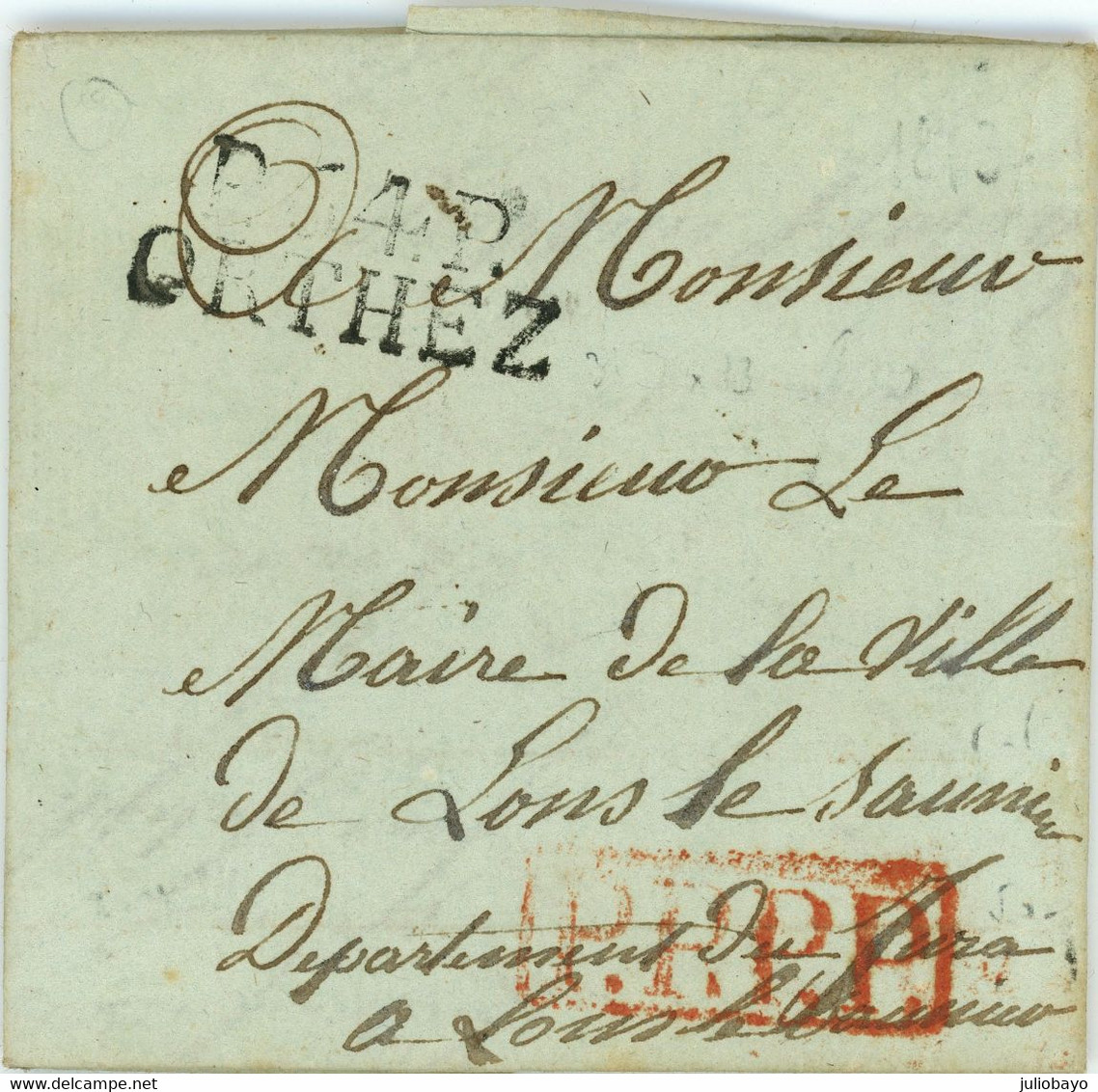 10 Novembre 1813 Marque P64P ORTHEZ + P.P.P.P. Rouge Vers Lons Le Saunier Jura - 1801-1848: Vorläufer XIX