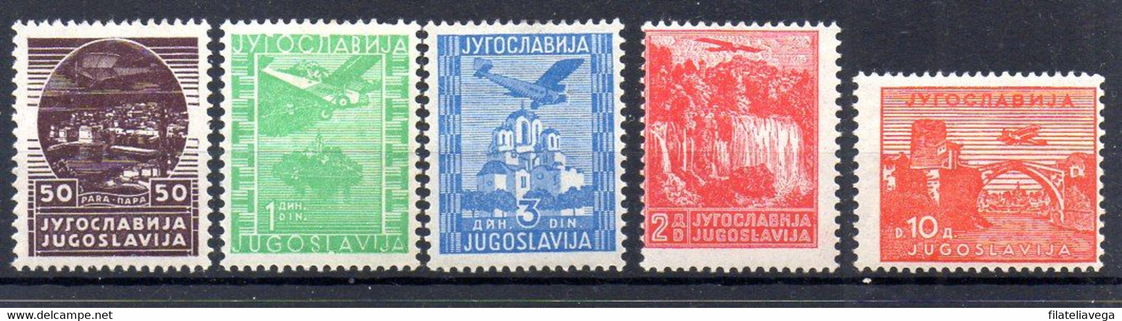 Yugoslavia Serie Aéreo Nº Yvert 1/5 * - Luftpost