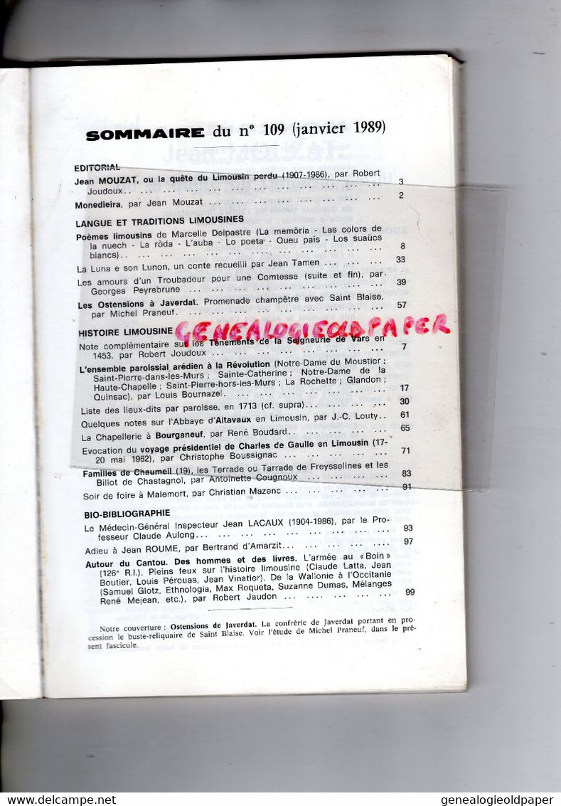 87- 19-23- JAVERDAT- ST SAINT BLAISE REVUE FELIBREENNE LEMOUZI-OSTENSIONS-SEIGNEURIE DE VARS-STS SAINT YRIEIX-BOURGANEUF - Limousin