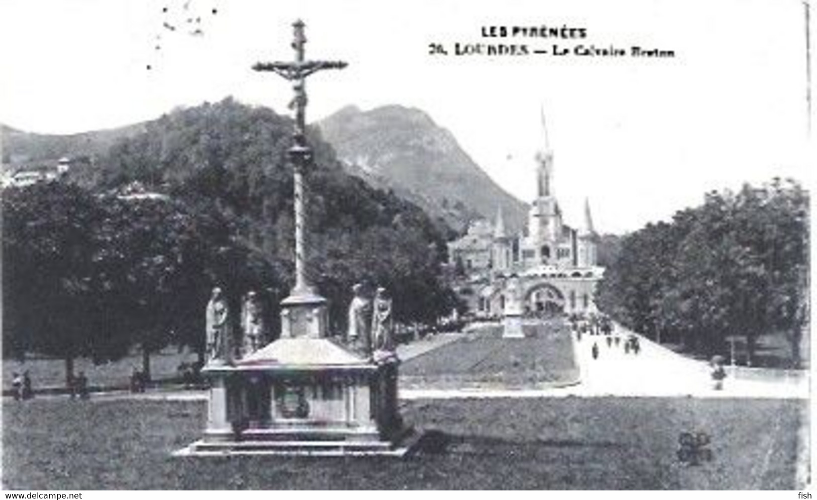 France &  Marcofilia, Lourdes, Le Calvaire Breton Et La Basilique, Parede Portugal 1921 (26) - Monumentos