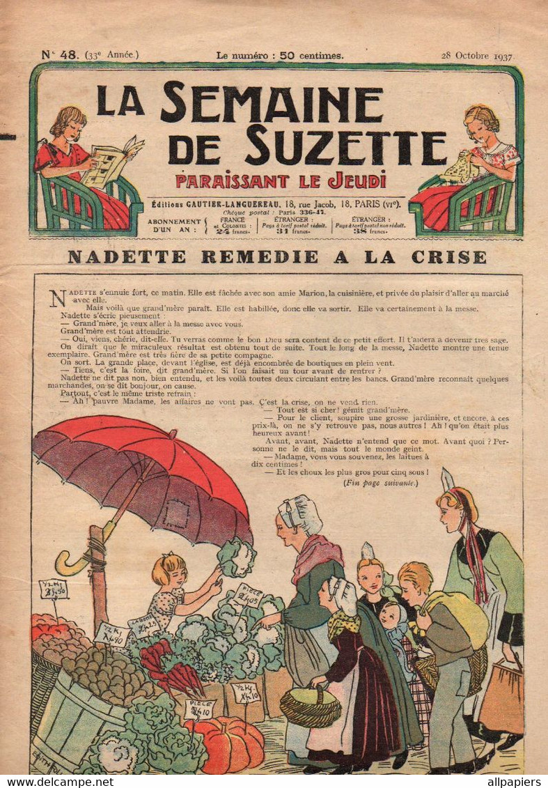 La Semaine De Suzette N°48 Exposition De 1937 Le Palais De La Découverte - La Défense De Beauvoir - Montre à Répétition - La Semaine De Suzette