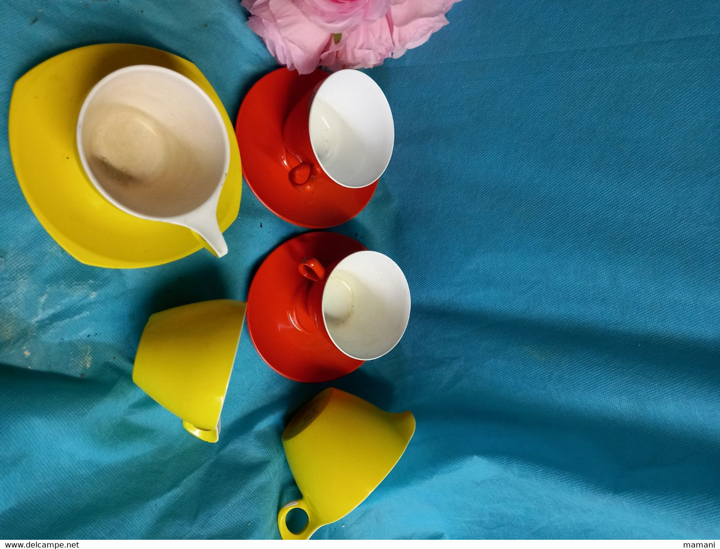 Lot Tasses Coupelles Jaune Orange -vintage - Cups