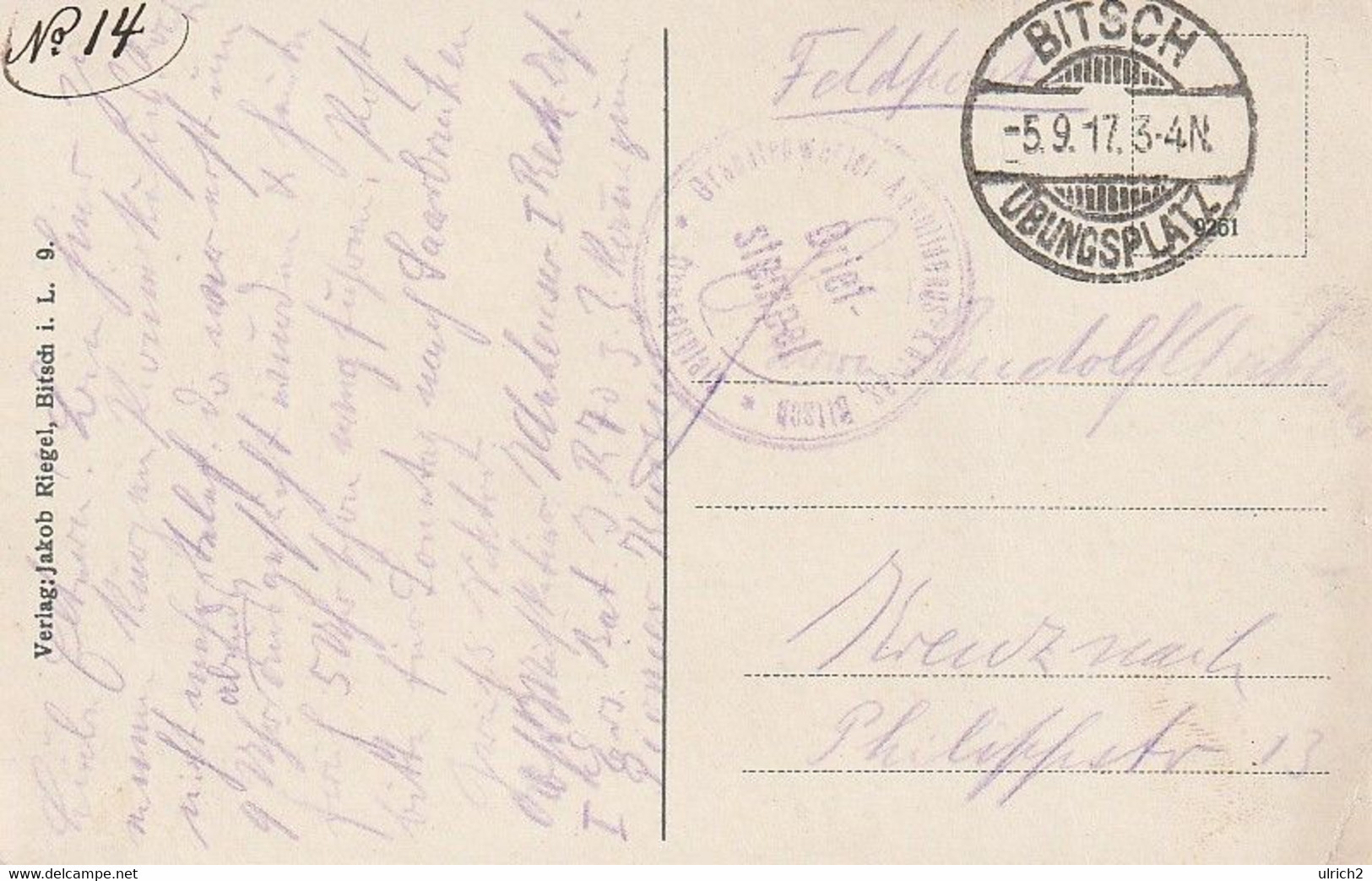 AK Bitsch In Lothringen - Lager - Casino - Feldpost Granatenwerfer-Ausbildungs-Kursus Bitsch - 1917 (62372) - Lothringen