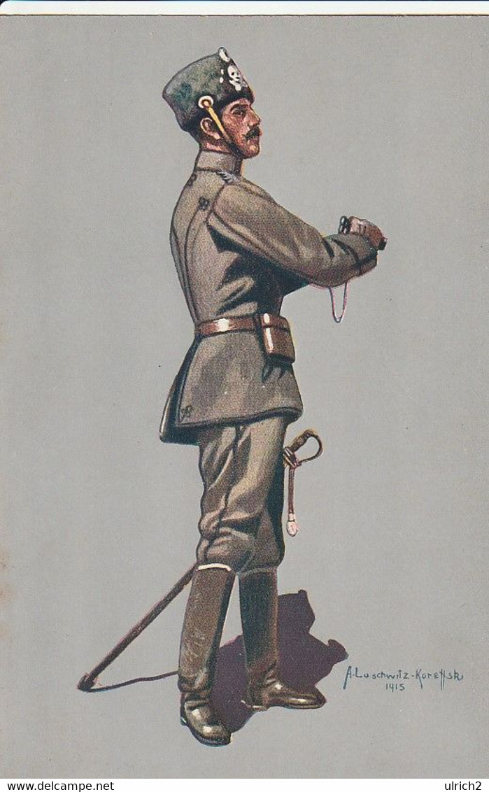 AK Stabsoffizier Des 1. Leib-Husaren-Reg. Nr. 1 - Danzig-Langfuhr - 1915 - Künstlerkarte Luschwitz-Koreettski (62374) - Uniformi