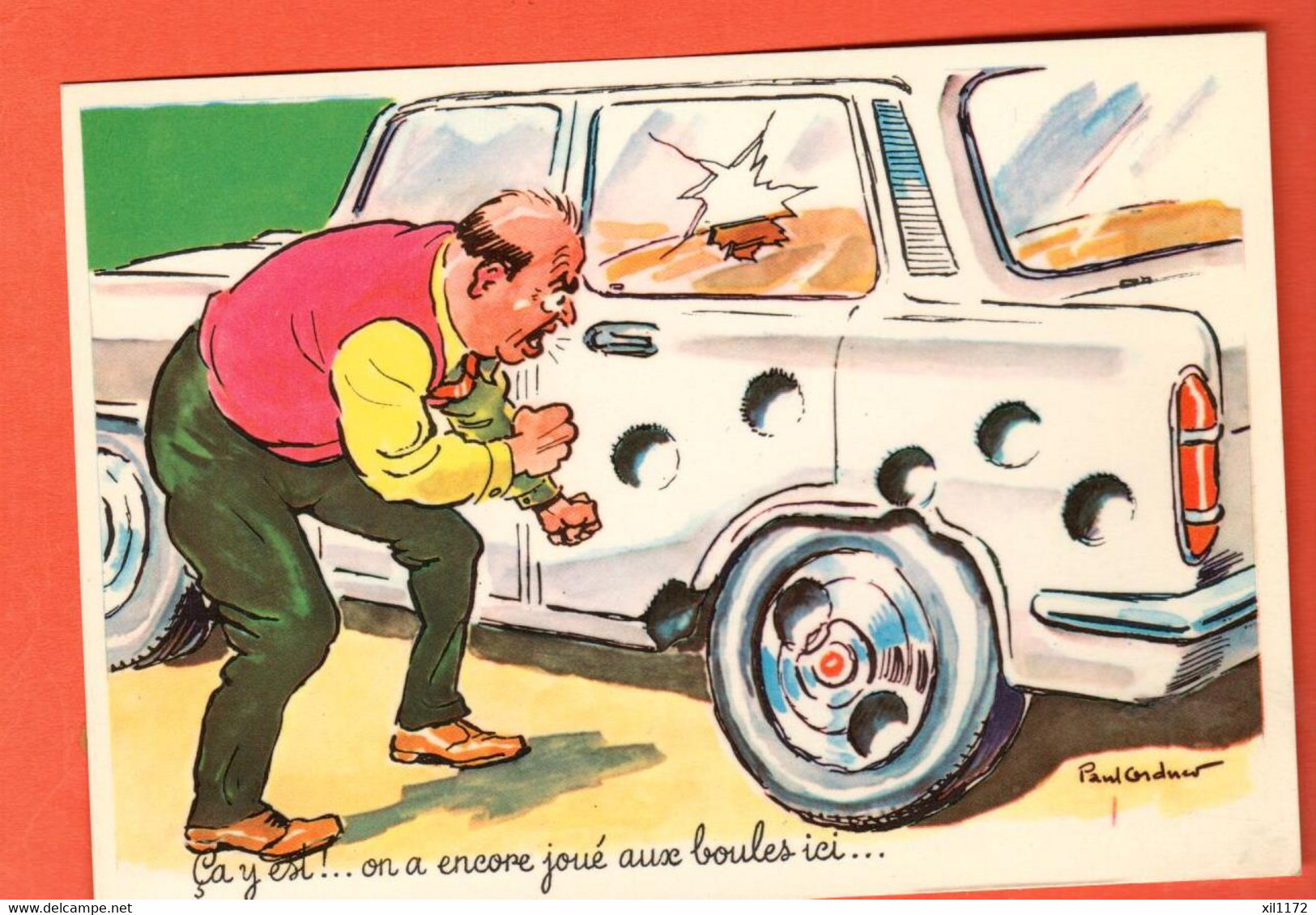 ZEB-01 Illustrateur Paul Ordner Humour Humor Jeux De Boules Pétanque Voiture Abimée NC GF - Ordner, P.