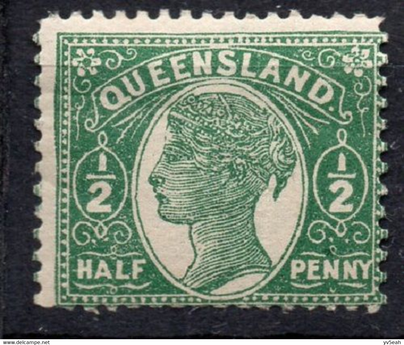 QUEENSLAND_AUSTRALIA/1895/MNH/SC#101/QUEEN VICTORIA / QV / 1/2p GREEN W/ MOIRE IN THE BACK - Mint Stamps