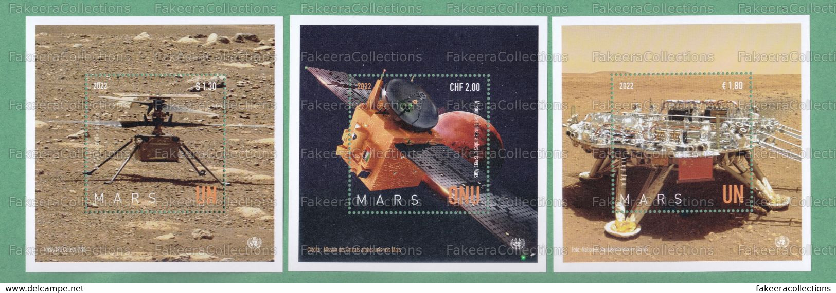 UNITED NATIONS / UNO / UN 2022 - PLANET MARS 2020 3v S/S MNH - USA NASA Mars Mission, UAE Mars Hope Probe, CHINA Tianwen - Noord-Amerika