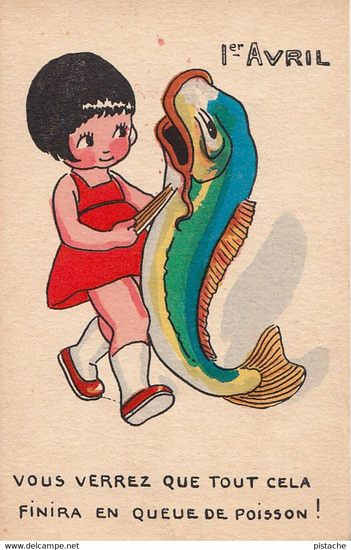 3195 – April Fool -1er Avril – Little Girl Fish Poisson - Edit. E.R. Paris – Good Condition – 2 Scans - 1er Avril - Poisson D'avril