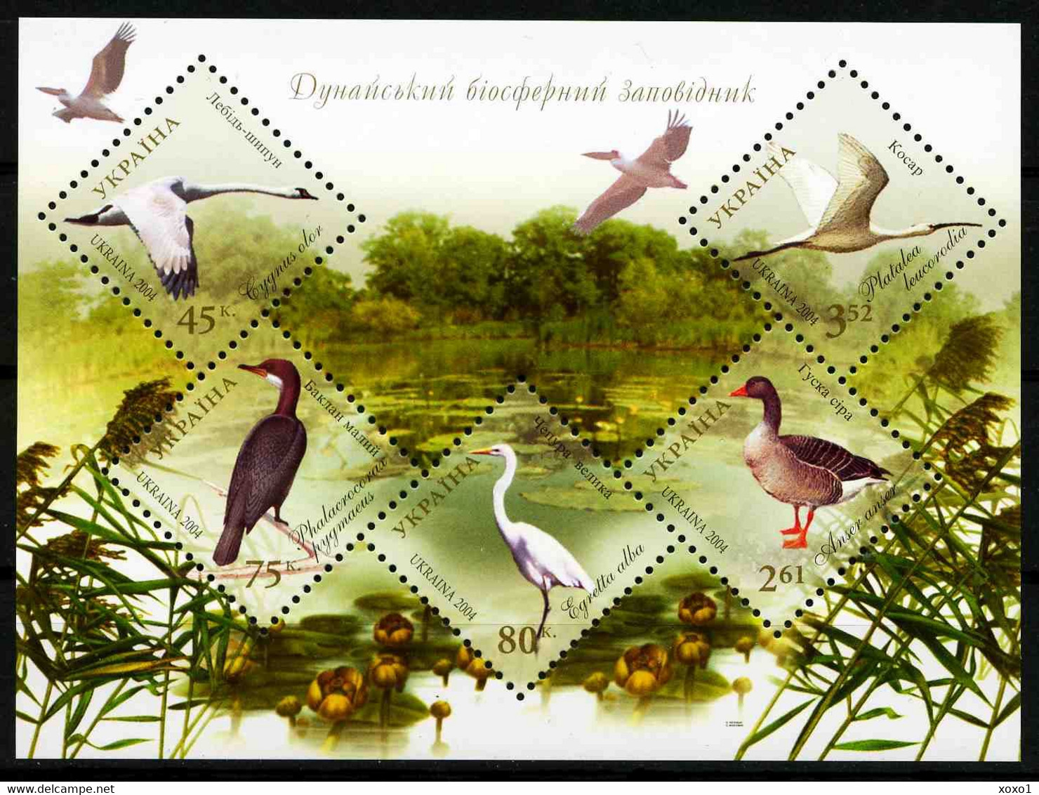 Ukraine 2004 MiNr. 673 - 677(Block 48) Danube Biosphere Nature Reserve Birds  S\sh  MNH ** 5.00 € - Swans