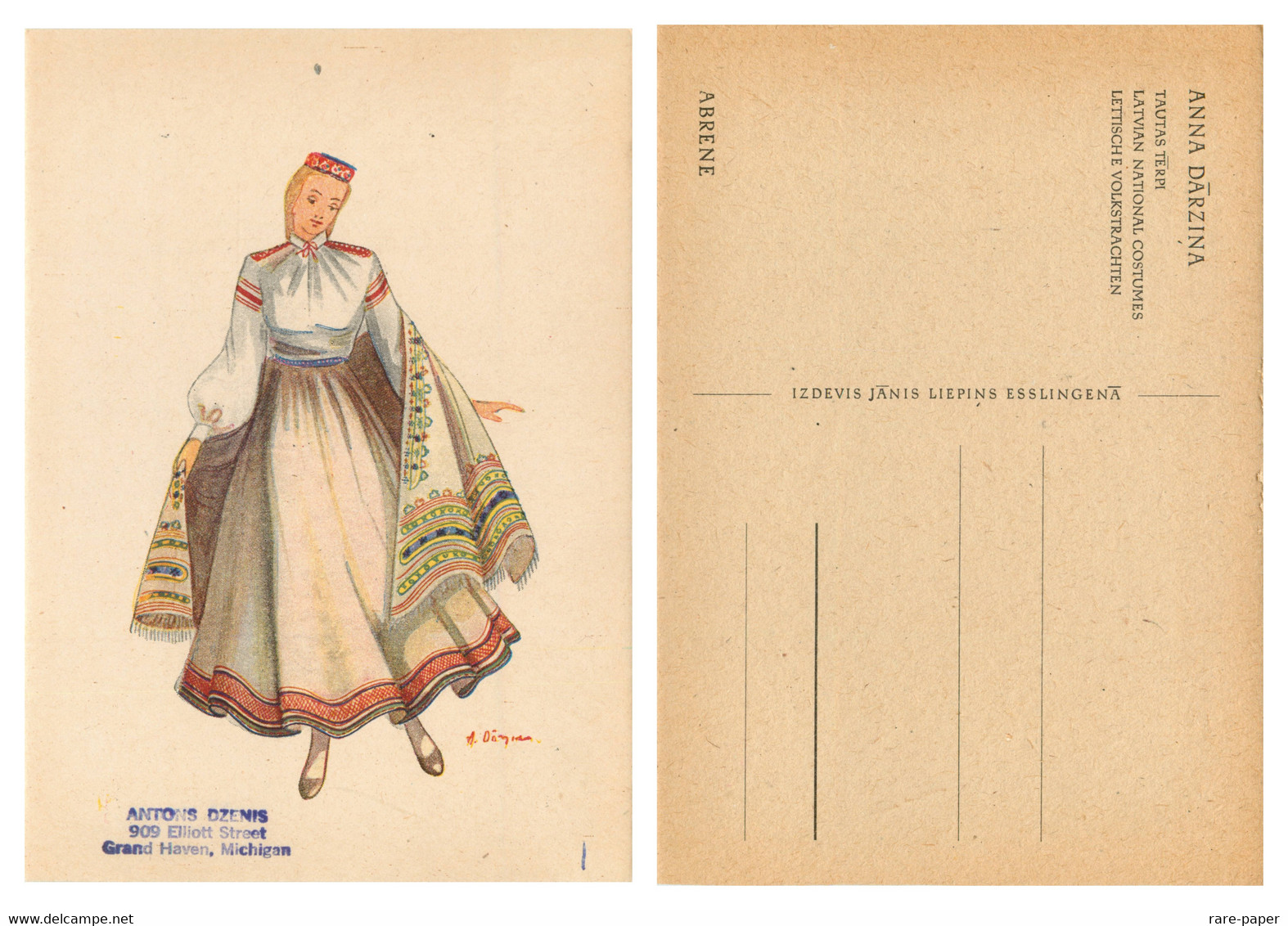 18 X Latvian Folk Costumes By Anna Dārziņa, Published In Esslingen DP (Displaced Persons) Camp, Ca. 1949 - Lettonie