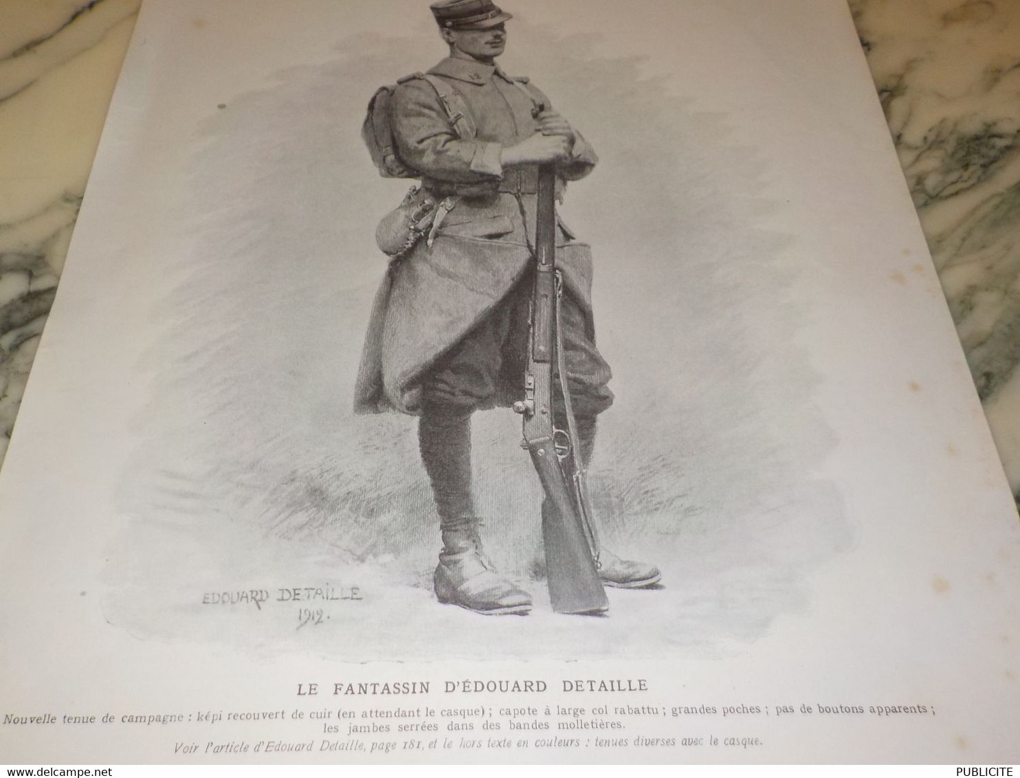 GRAVURE NOUVELLE TENUE DE CAMPAGNE FANTASSIN D EDOUARD 1912 - Uniformes