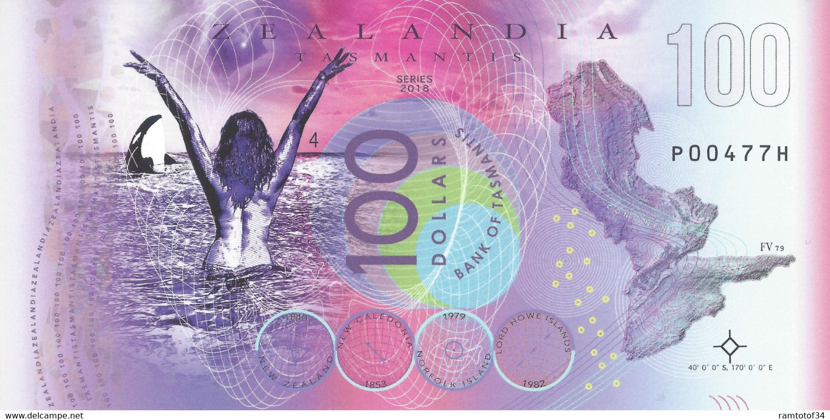 ZEALANDIA - Bank Of Tasmantis (set 4 Billets) 50-100-200-500 Dollars - 2018 Polymer UNC - Specimen