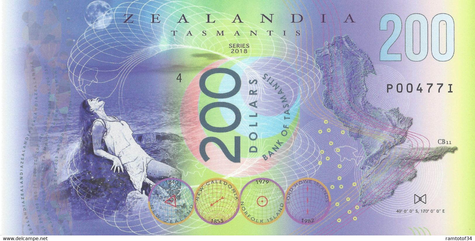 ZEALANDIA - Bank Of Tasmantis (set 4 Billets) 50-100-200-500 Dollars - 2018 Polymer UNC - Specimen