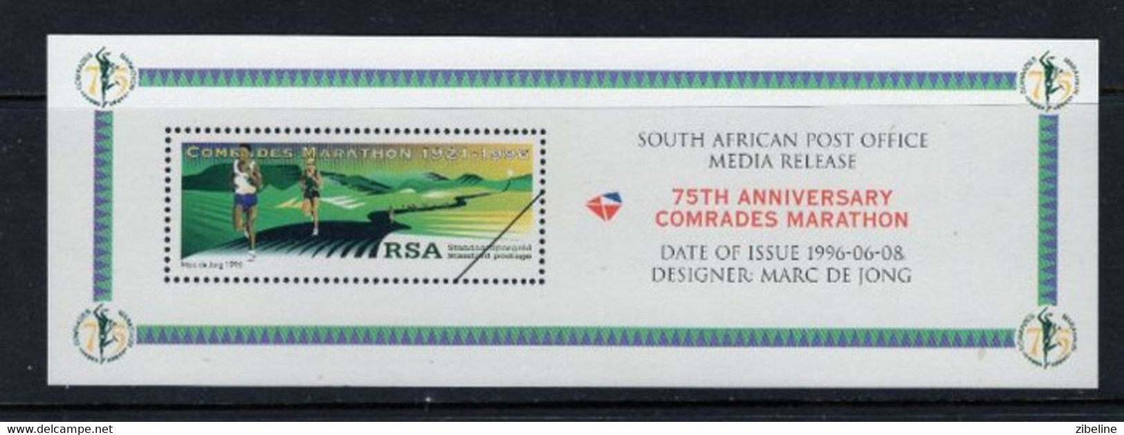 ZIBELINE RSA ATHLETISME SPORT MARATHON  OBL SPECIMEN SOUTH AFRICA AFRIKA AFRIQUE DU SUD - Ungebraucht