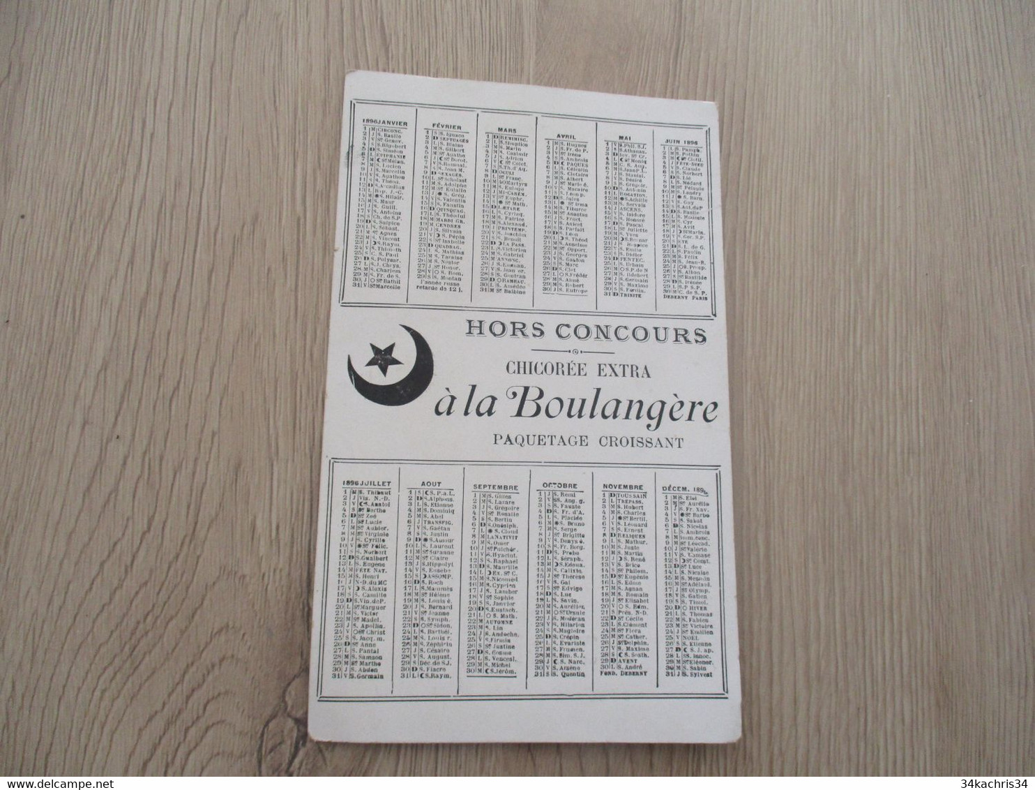 Calendrier Pub Publicité Cardon Duverger Sainte Olle Lez Cambrai Nord Chicorée à La Boulangère 1896 - Klein Formaat: ...-1900