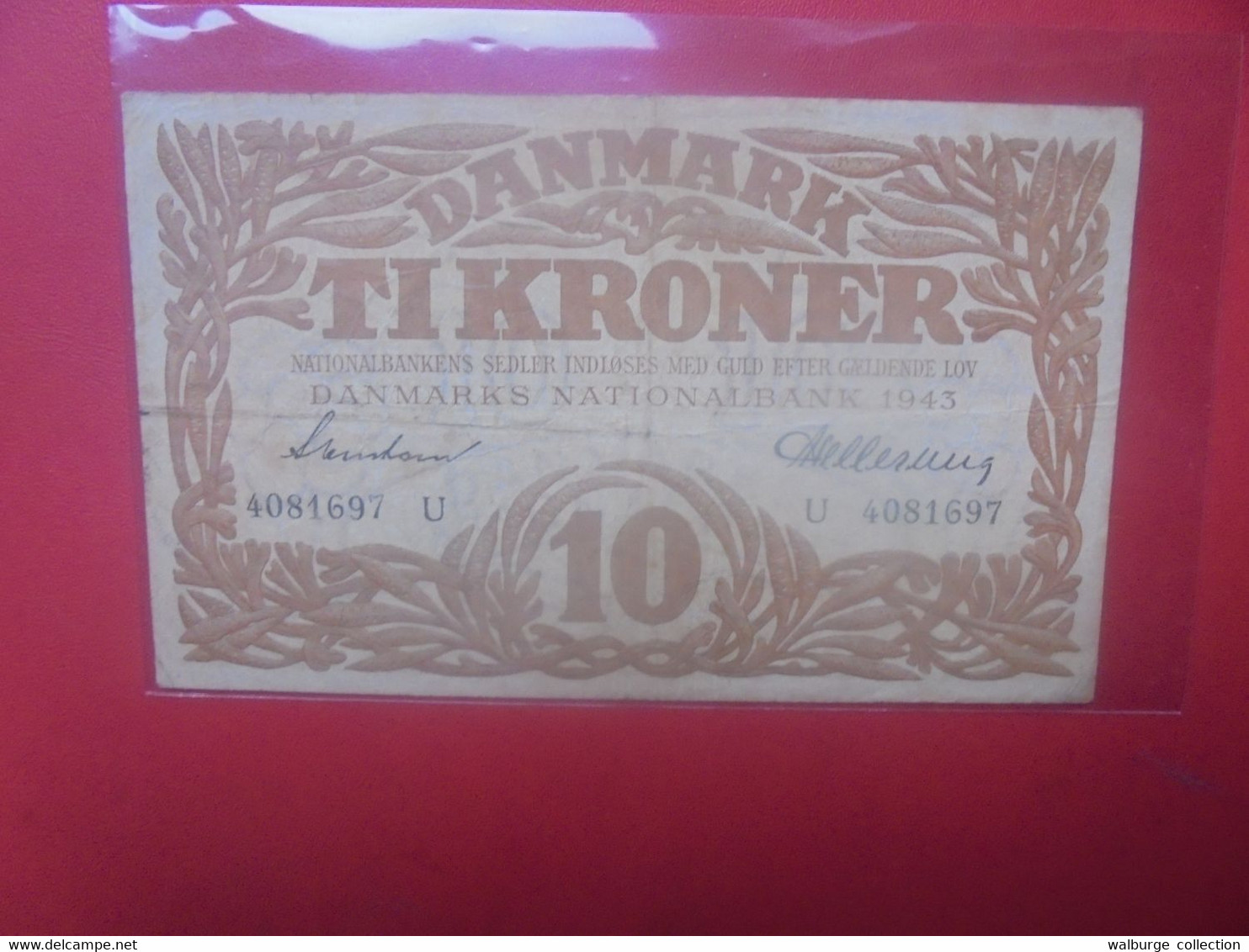 DANEMARK 10 KRONER 1943 Préfix "U" Circuler(B.28) - Danemark