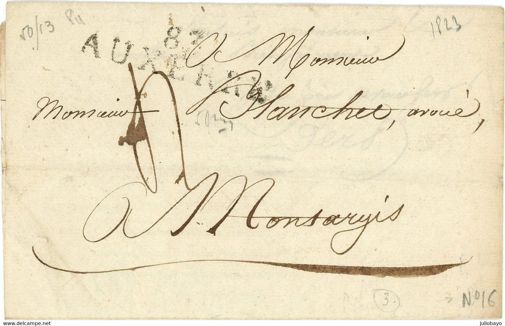 10 Octobre 1823 Marque 83 AUXERRE Vers Montargis - 1801-1848: Precursors XIX