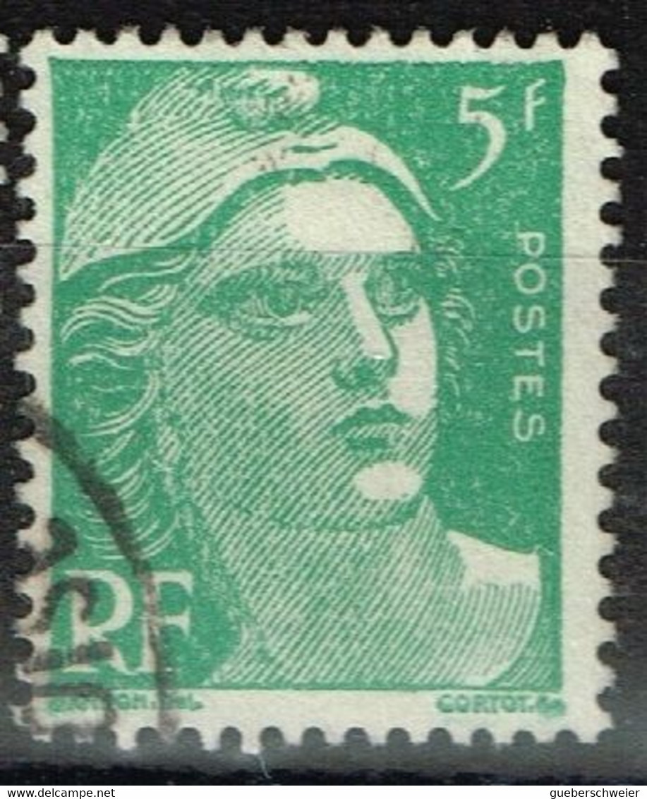 FR VAR 76 - FRANCE N° 809 Obl. Marianne De Gandon Variété Points Blancs Dans Le Fond - Used Stamps