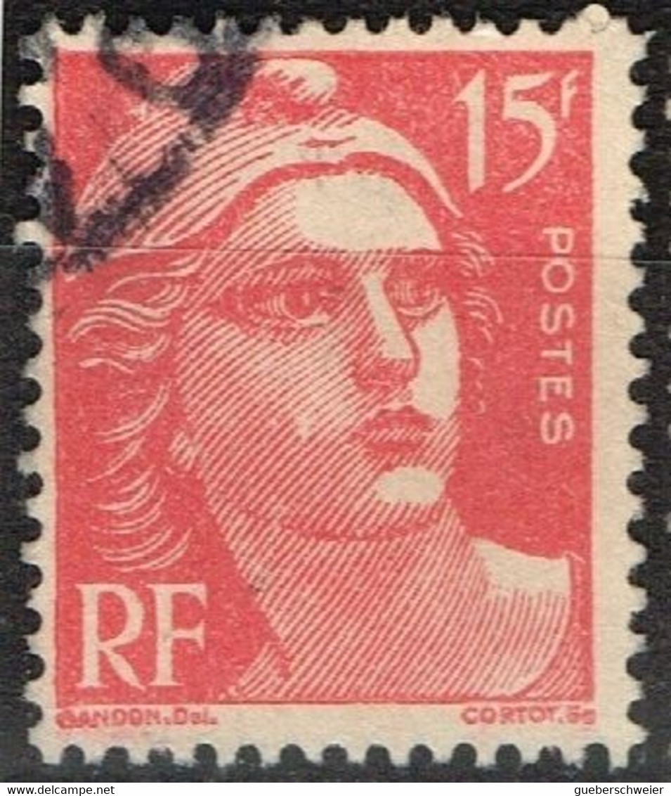 FR VAR 76 - FRANCE N° 813 Obl. Marianne De Gandon Variété Points Blancs Dans Le Fond - Used Stamps