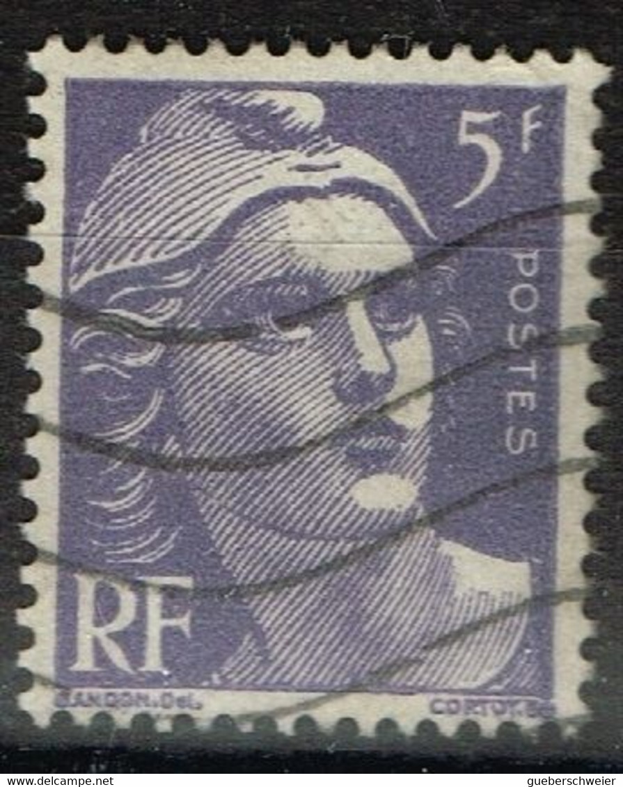FR VAR 76 - FRANCE N° 883 Obl. Marianne De Gandon Variété Fond Ligné - Used Stamps