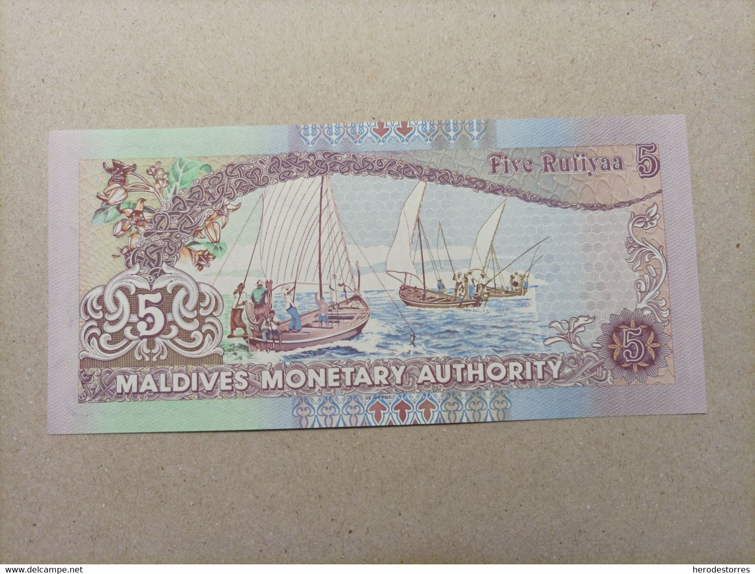 Billete De Maldivas 5 Rufiyaa, Año 1998, UNC - Maldives