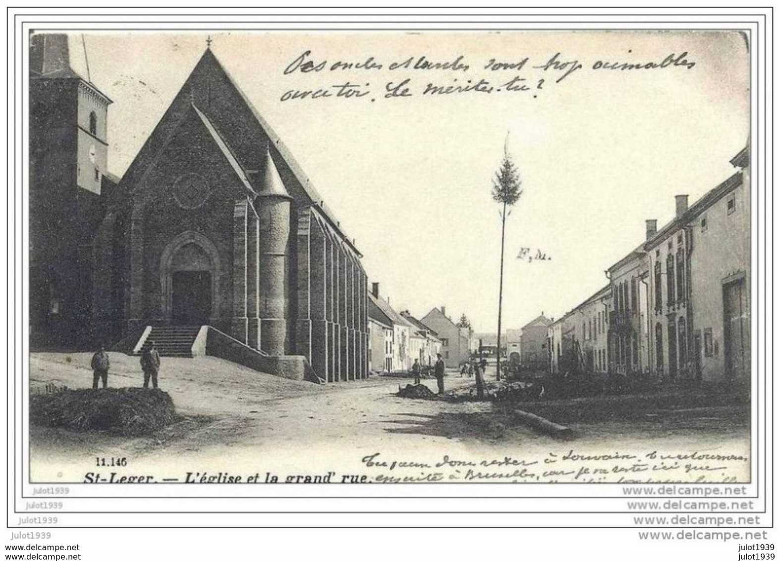 SAINT - LEGER ..-- Eglise Et Grand ' Rue . 1906 Vers LOUVAIN ( Jean STREITZ  C/O  Mr UYTSPRUYLS , Libraire ) . Vverso . - Saint-Léger