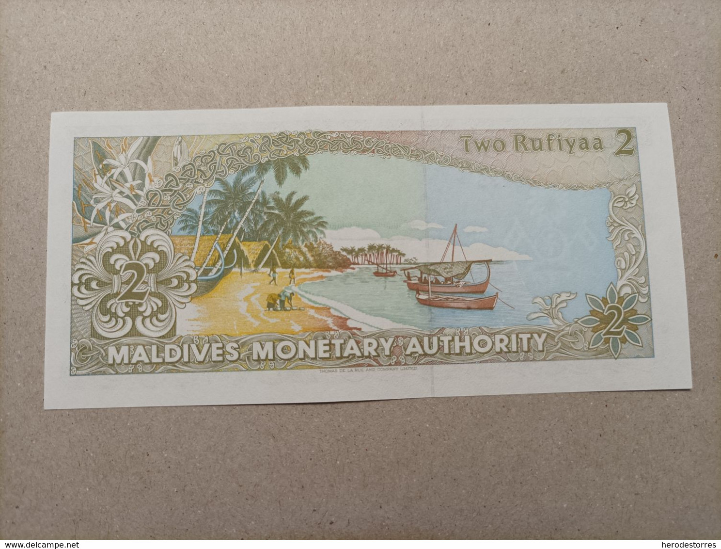 Billete De Maldivas 2 Rufiyaa, Año 1990, UNC - Maldivas