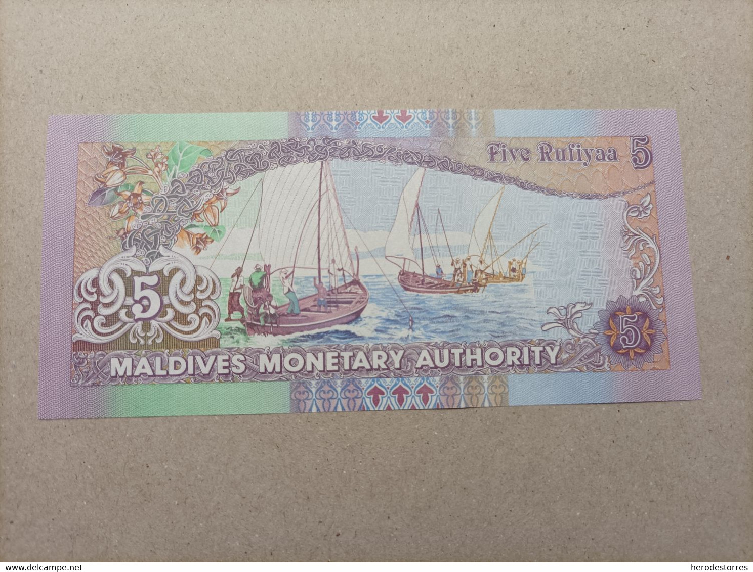 Billete De Maldivas 5 Rufiyaa, Año 2011, UNC - Maldive