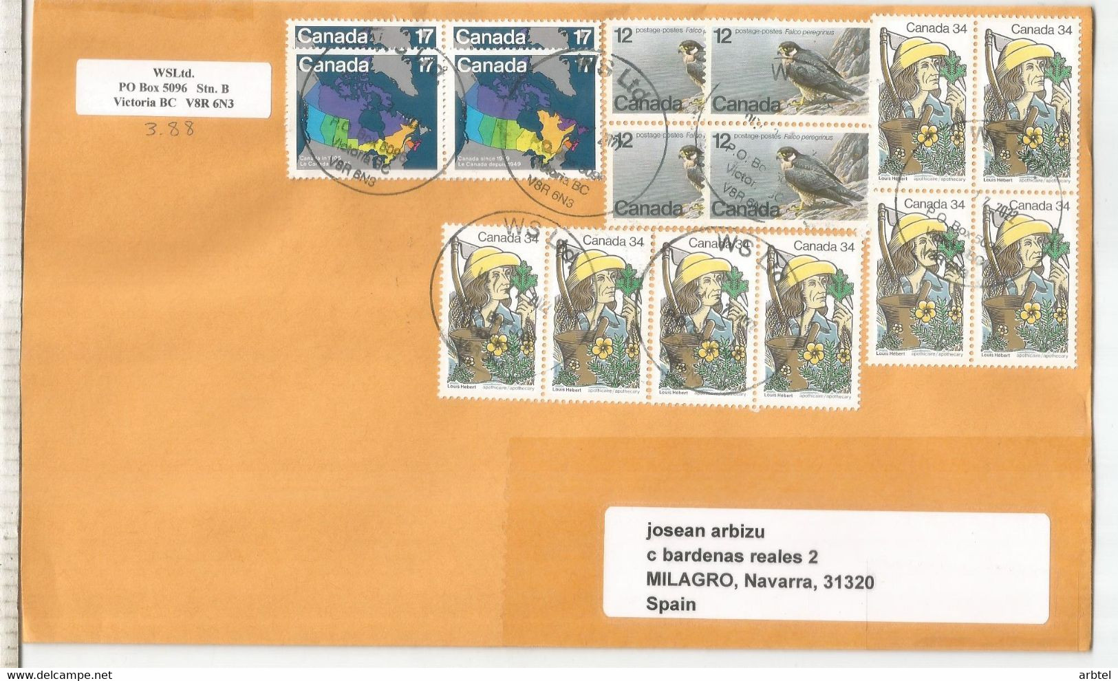 CANADA CC SELLOS HALCON AVE BIRD APOTHICAIRE FARMACIA PHARMACY - Storia Postale