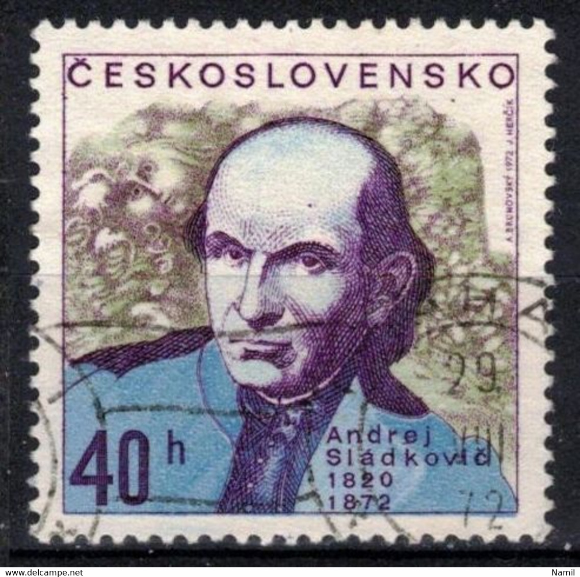 Tchécoslovaquie 1972 Mi 2073 (Yv 1924), Obliteré, Varieté-position 42/2 - Abarten Und Kuriositäten